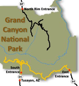 Grand Canyon South Rim Tour Route